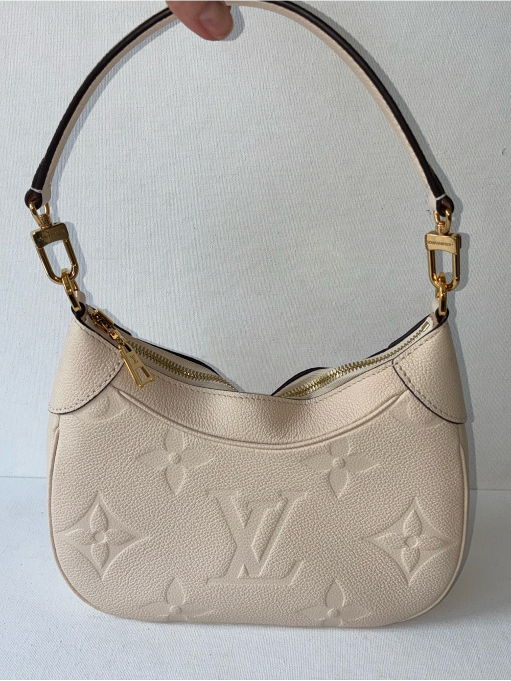 Louis Vuitton Cream Embossed Monogram Shoulder Bag with Gold Hardware